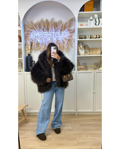 Fourrure Pilou à capuche Choco