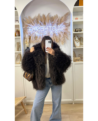 Fourrure Pilou à capuche Choco