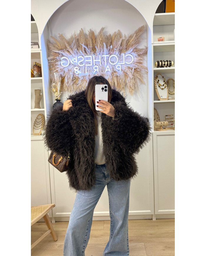 Fourrure Pilou à capuche Choco