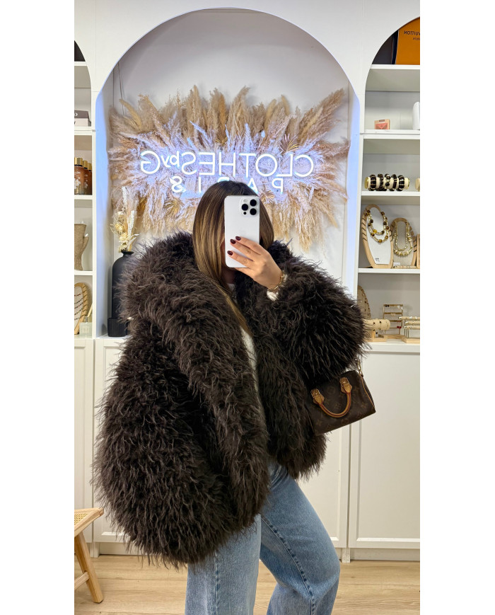 Fourrure Pilou à capuche Choco