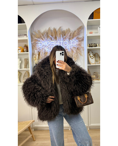 Fourrure Pilou à capuche Choco