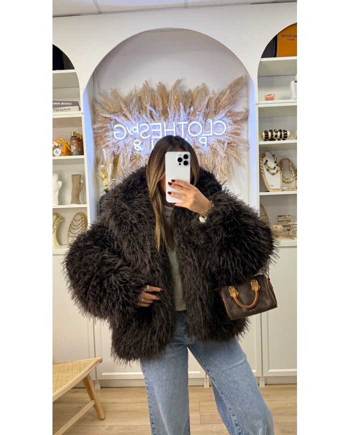 Fourrure Pilou à capuche Choco