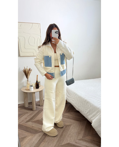 Ensemble cashy écru & détails jean T2