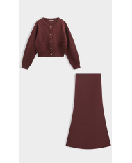 Cardigan maille Pilou écru & simili