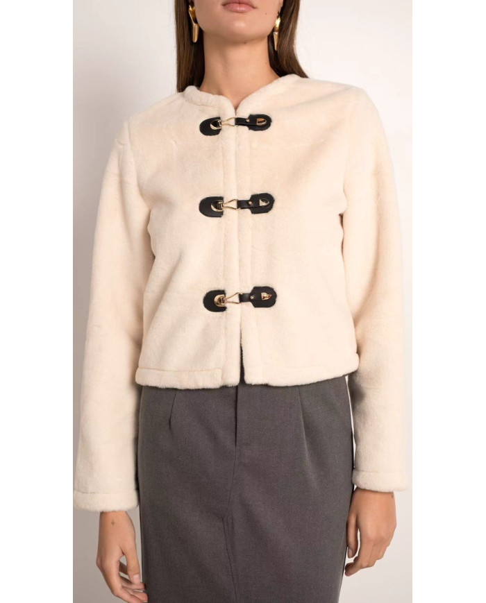 Cardigan maille Pilou écru & simili