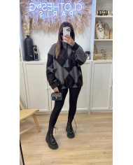 Sweat Lossange Polaire Gris & Noir