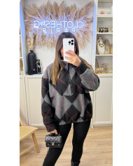 Sweat Lossange Polaire Gris & Noir