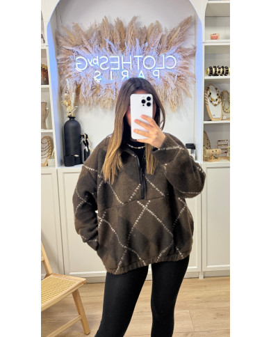 Sweat Lossange Polaire Choco & Noir