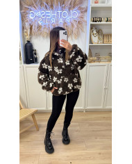 Veste Pilou Choco à fleurs