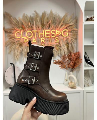 Bottines Délavé Zip Choco