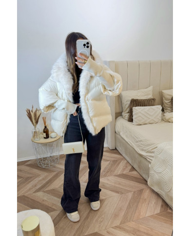 Doudoune col fourrure Beige ( légèrement plus foncé)