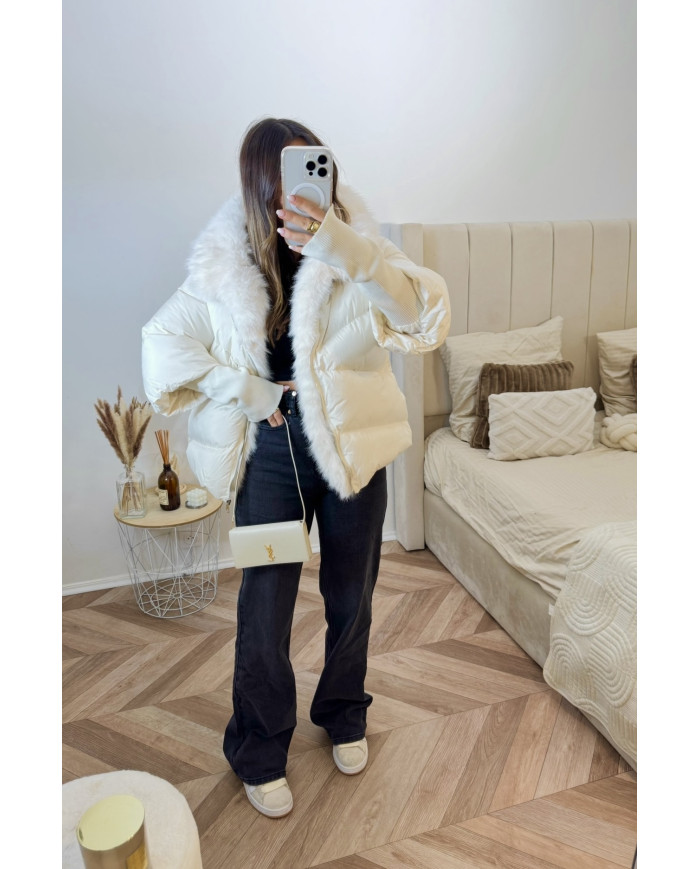 Doudoune col fourrure Beige ( légèrement plus foncé)
