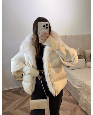 Doudoune col fourrure Beige ( légèrement plus foncé)