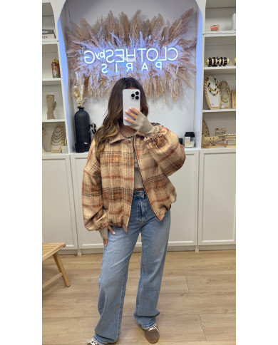 Bombers à carreaux beige