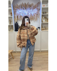 Bombers à carreaux beige