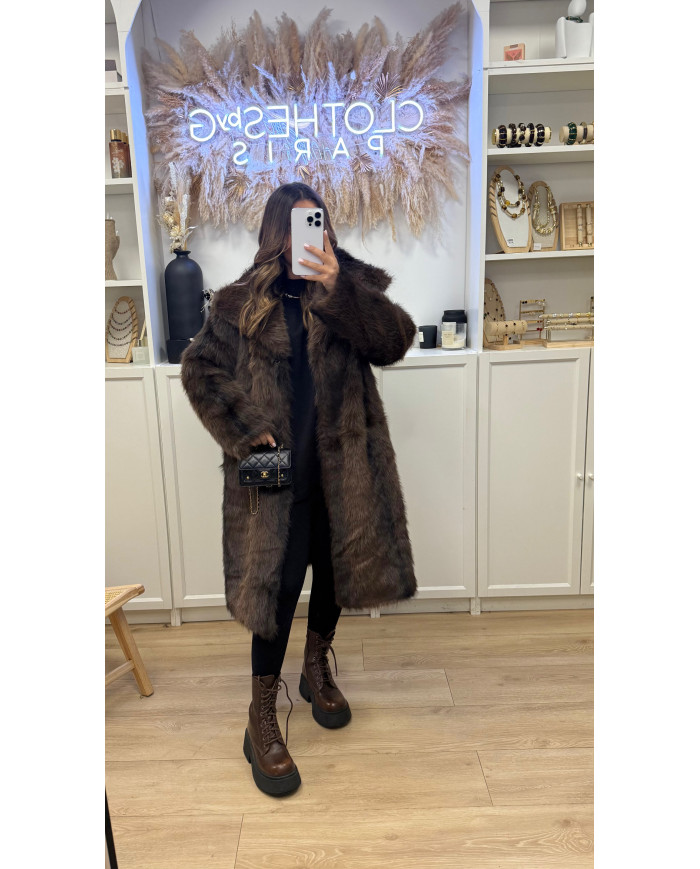 Fourrure Longue Vegan Choco