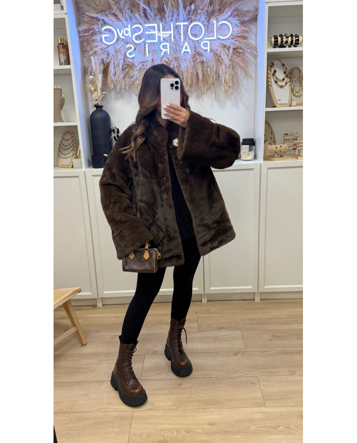 Bottines à lacets délavé Choco