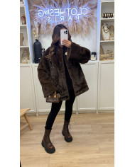 Bottines à lacets délavé Choco