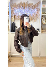 Bombers Court Simili délavé Choco