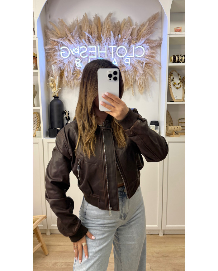 Bombers Court Simili délavé Choco