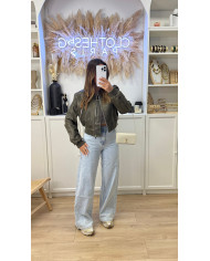 Bombers Court Simili délavé Choco