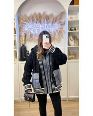 Veste Gilet épaisse à capuche Bimatiere Noir & Jean