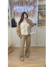 Mini Doudoune sans manches velours beige