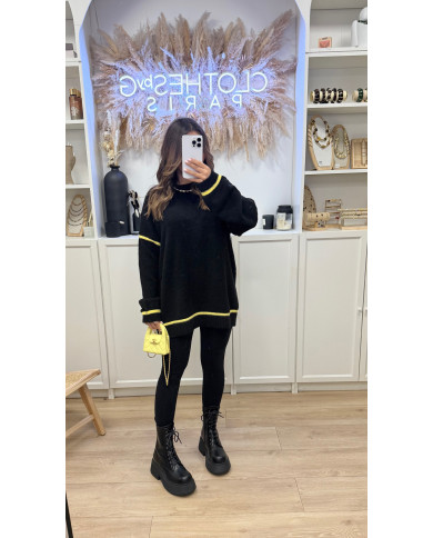 Pull Maille Bicolore noir & jaune