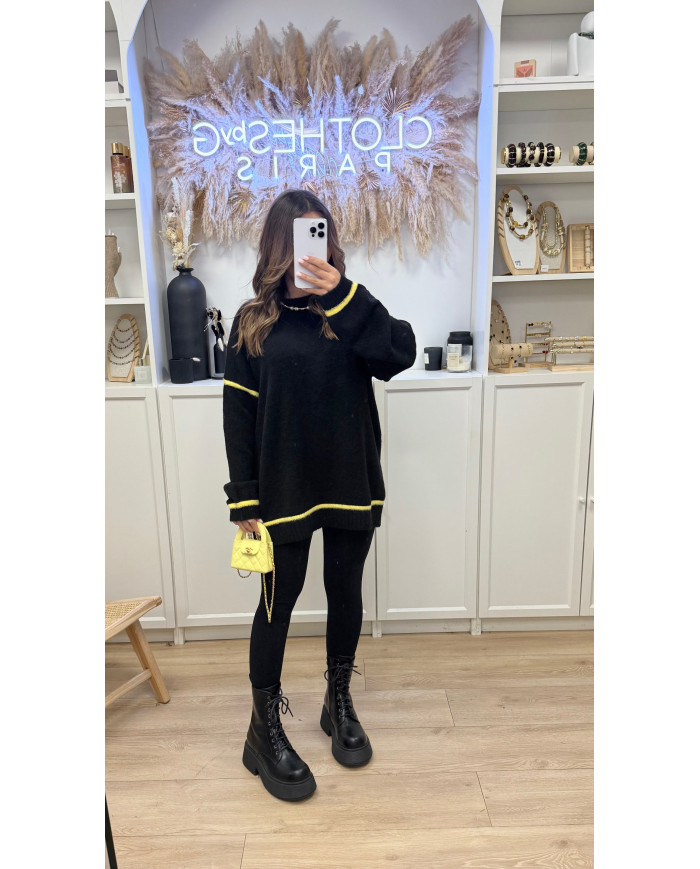 Pull Maille Bicolore noir & jaune