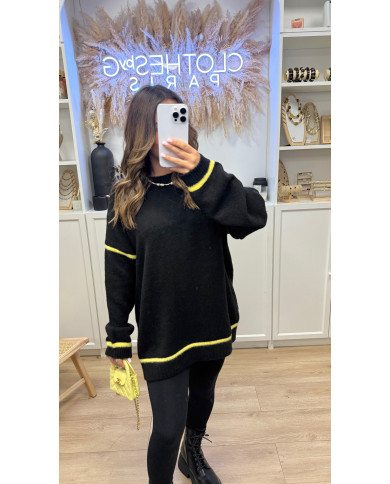 Pull Maille Bicolore noir & jaune