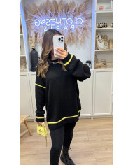 Pull Maille Bicolore noir & jaune