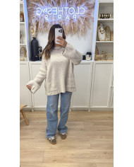 Pull cocon Oversize 2poches Bordeaux