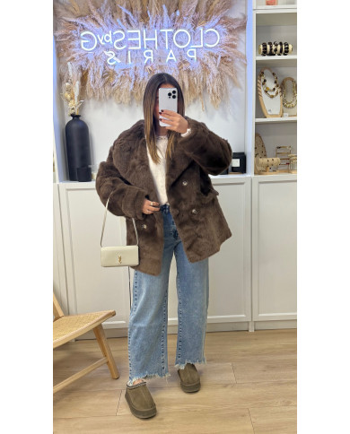 Manteau blazer fourrure brown