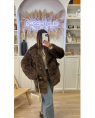 Manteau blazer fourrure brown