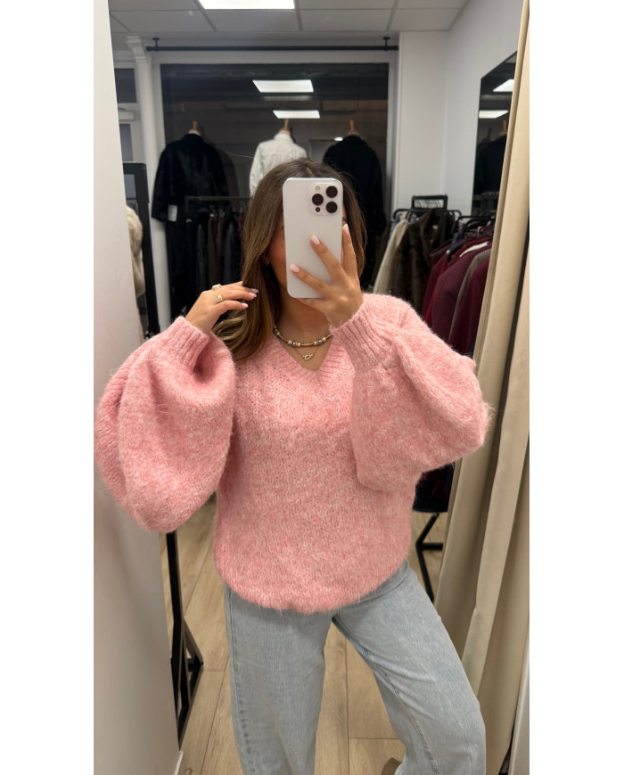 Pull V laine Rose