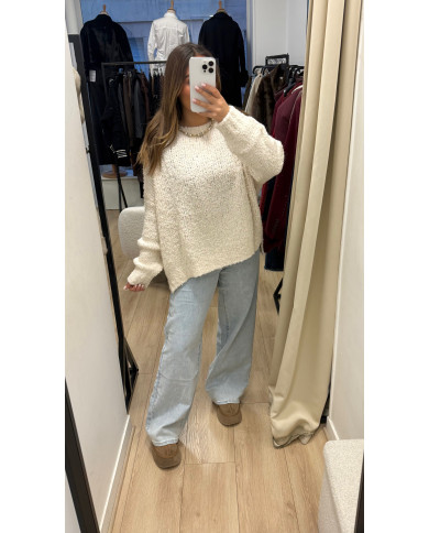 Pull bouclette Beige