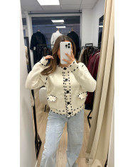 Cardigan Surpiqûres Noir