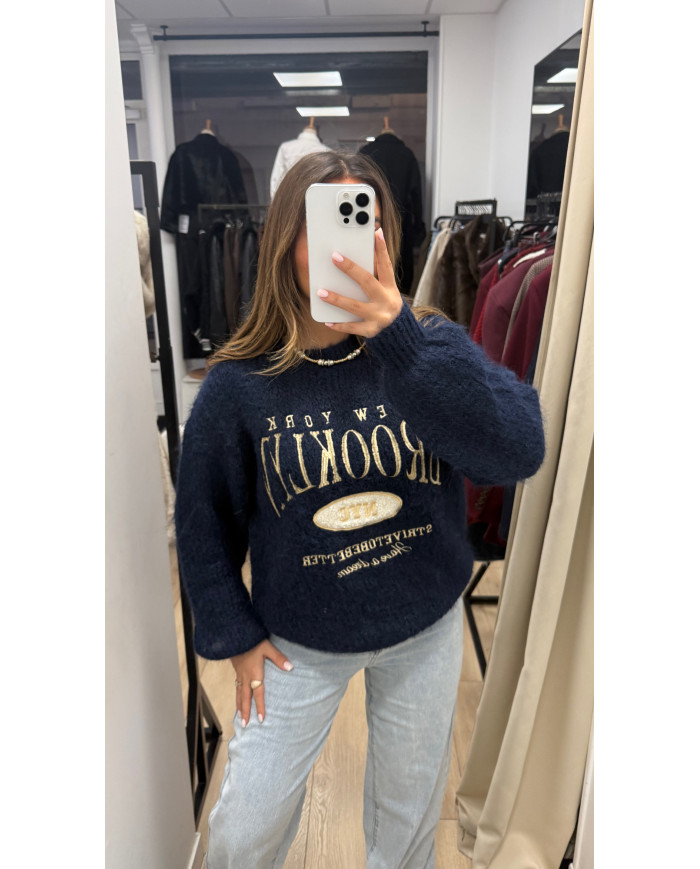 Pull Brooklyn Laine bleu marine