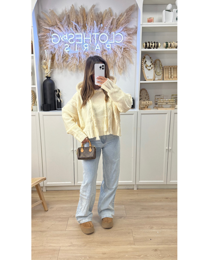 Pull Torsa à capuche Beige