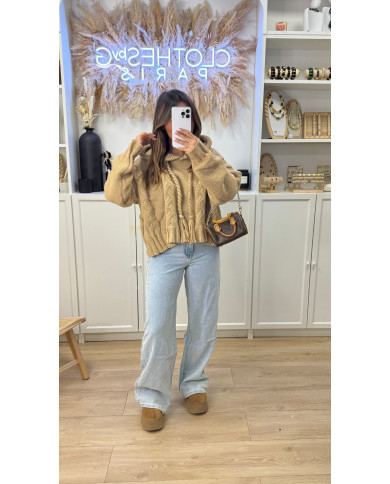 Pull Torsa à capuche Camel