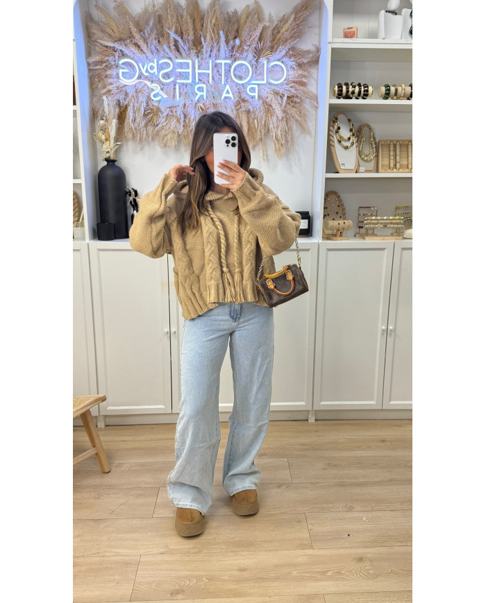 Pull Torsa à capuche Camel