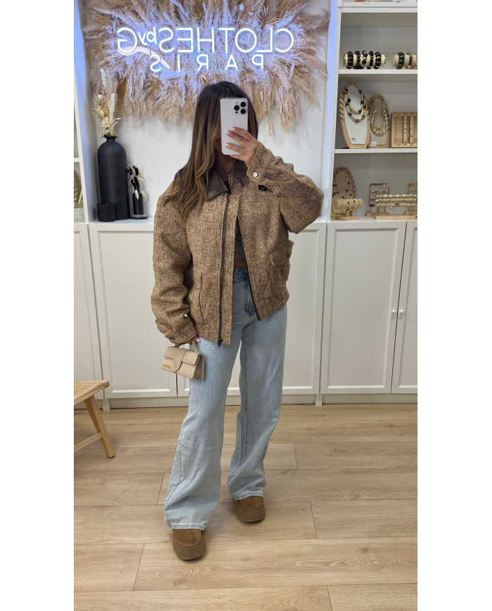 Bombers tweed col Simili Choco