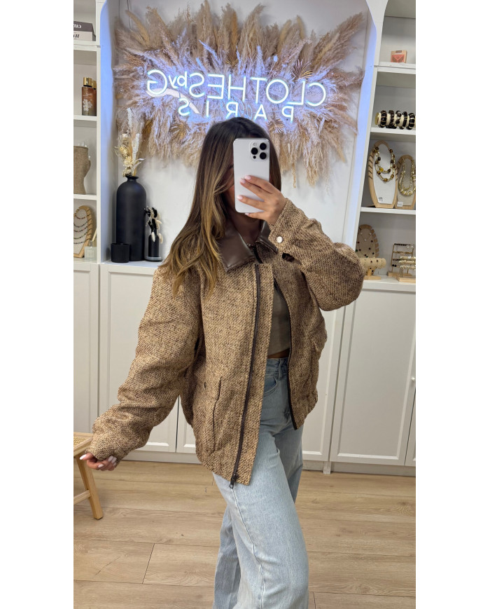 Bombers tweed col Simili Choco