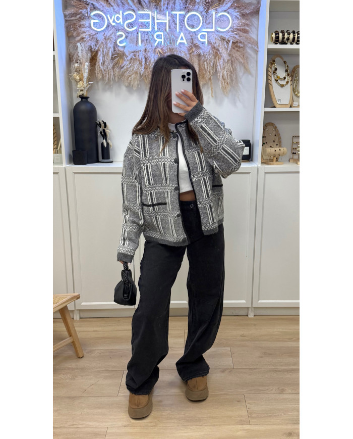 Cardigan Magge Rayé gris