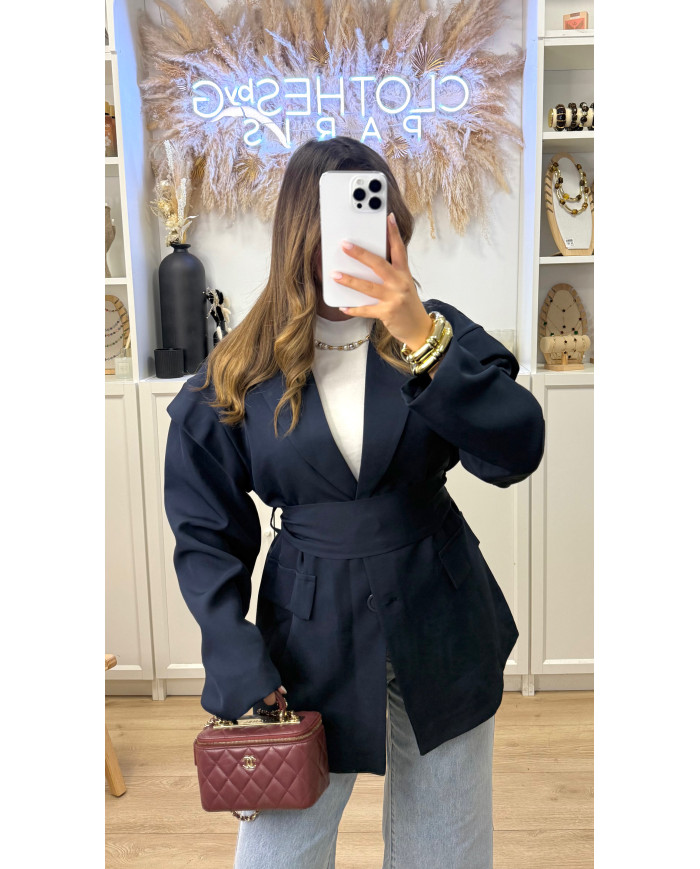 Blazer Naci à ceinture bleu marine