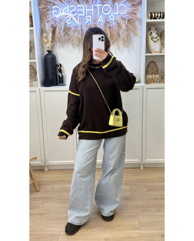 Pull Maille Bicolore Choco & jaune