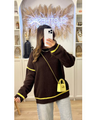 Pull Maille Bicolore Choco & jaune