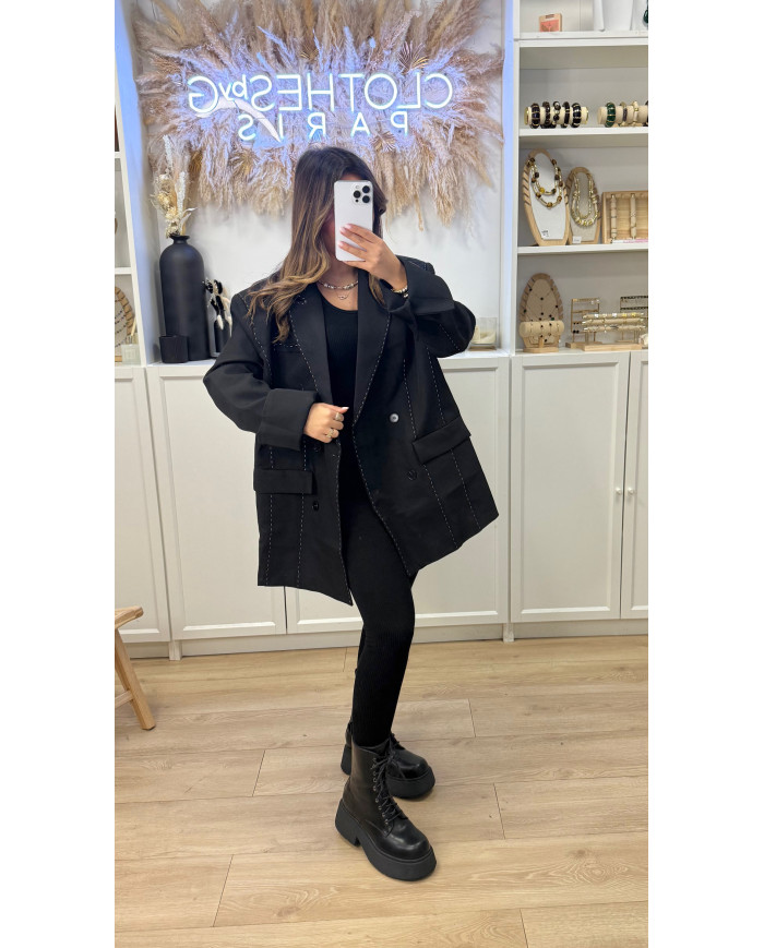 Blazer Noir oversize Surpiqûre