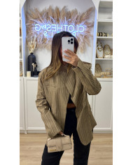 Blazer croisé à carreaux Beige