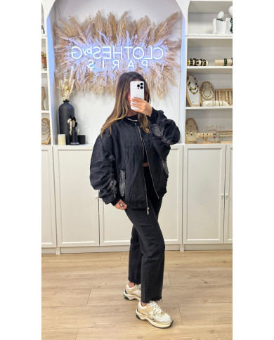Bombers Noir & jean gris